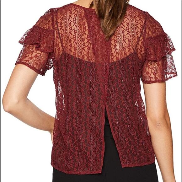 BCBGeneration Cross Back Ruffle Sleeve Tee - Picture 4 of 8